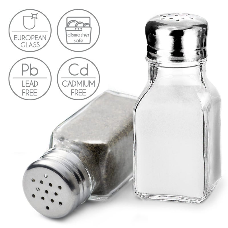 Crystalia Salt and Pepper Shakers Glass Set, Clear Home and Kitchen Design with Stainless Steel Lids - Image 5